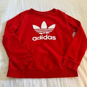 Adidas Trefoil red long sleeve crewneck sweatshirt